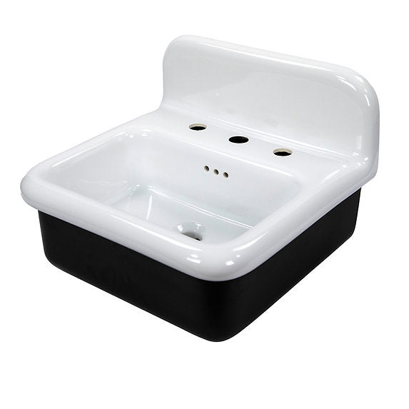 Nantucket Sinks 20" Fireclay Wallmounted Bathroom Sink with Black Exterior