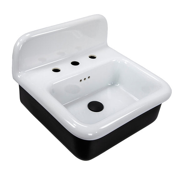 Nantucket Sinks 20" Fireclay Wallmounted Bathroom Sink with Black Exterior