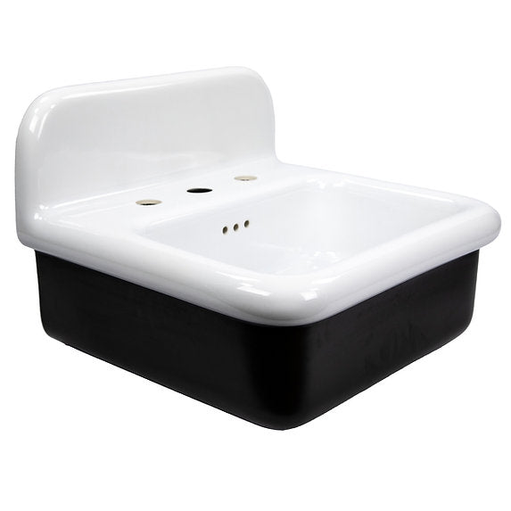 Nantucket Sinks 20" Fireclay Wallmounted Bathroom Sink with Black Exterior