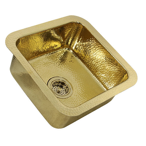 Nantucket Sinks Bright Hammered Brass 17" Undermount Bar Sink