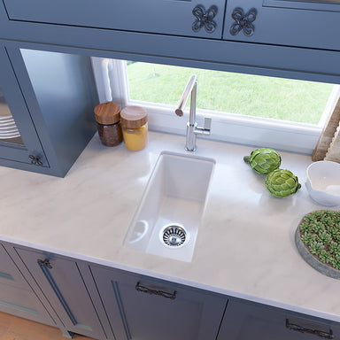 Nantucket Sinks Cape189 Single Bowl Dualmount Fireclay Bar-Prep Sink White