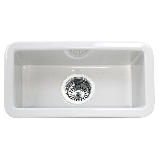 Nantucket Sinks Cape189 Single Bowl Dualmount Fireclay Bar-Prep Sink White