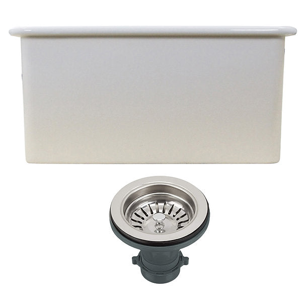 Nantucket Sinks Cape189 Single Bowl Dualmount Fireclay Bar-Prep Sink White