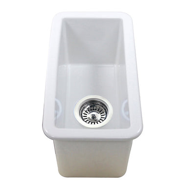 Nantucket Sinks Cape189 Single Bowl Dualmount Fireclay Bar-Prep Sink White