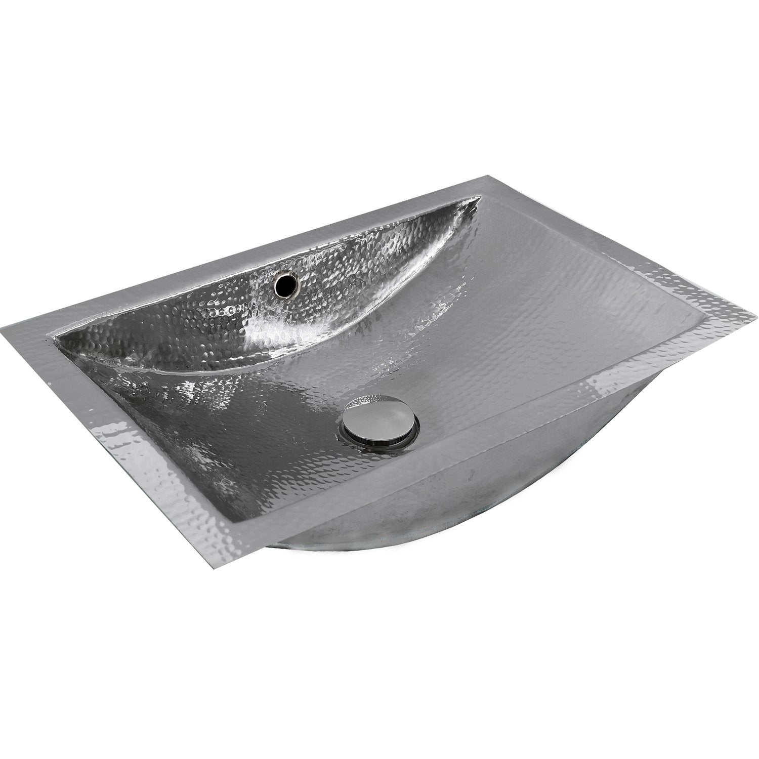 Nantucket Sinks Hammered Stainless Steel Rectangle Undermount Bathroom Sink with Overflow