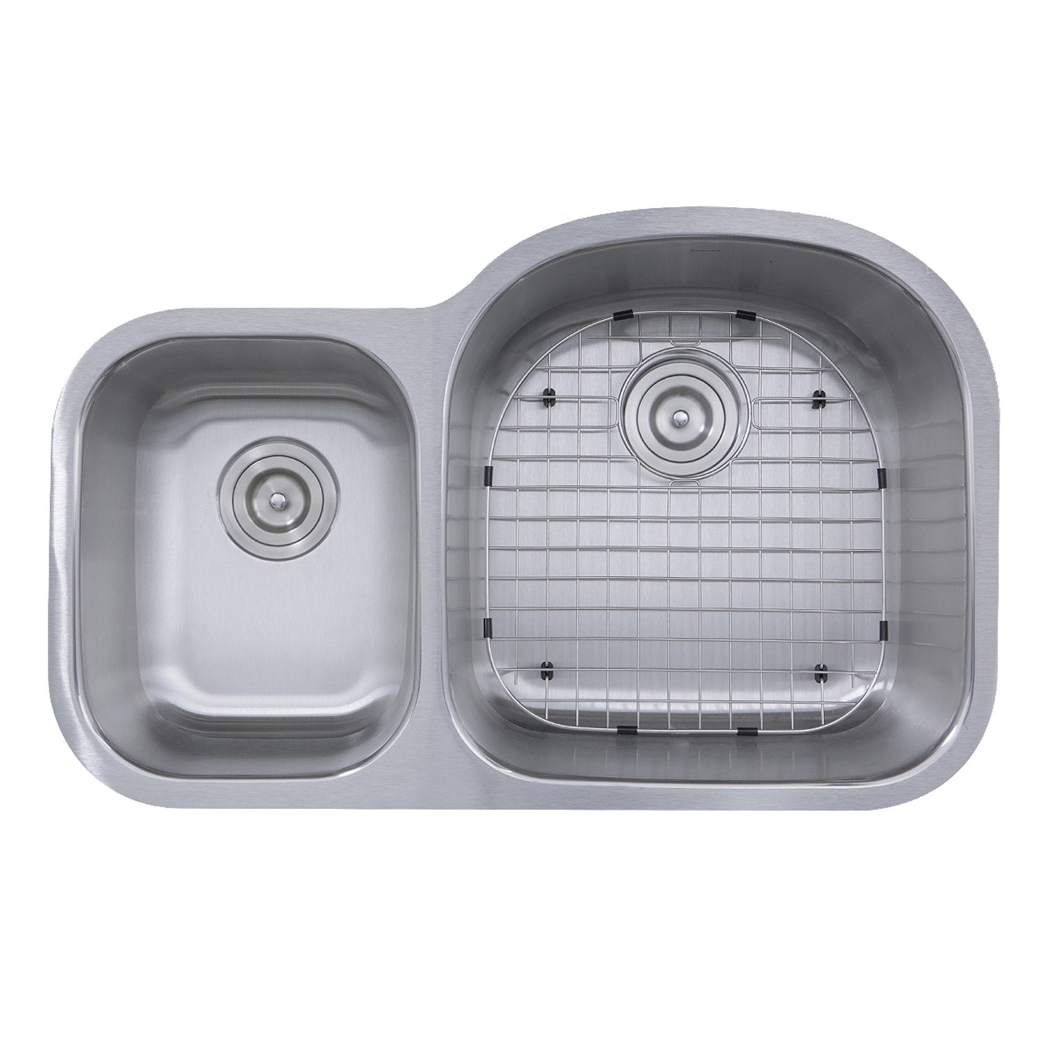 Nantucket Sinks Ns7030-16 - 32.5" 70/30 Reverse Double Bowl Undermount Stainless Steel Kitchen Sink, 16 Gauge