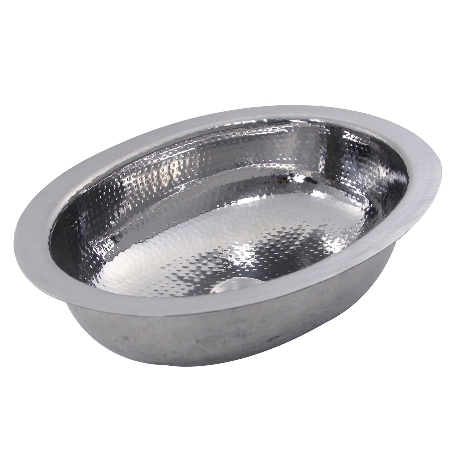 17 1/2" x 13 3/4" Hand Hammered Stainless Steel Oval Undermount Bathroom Sink