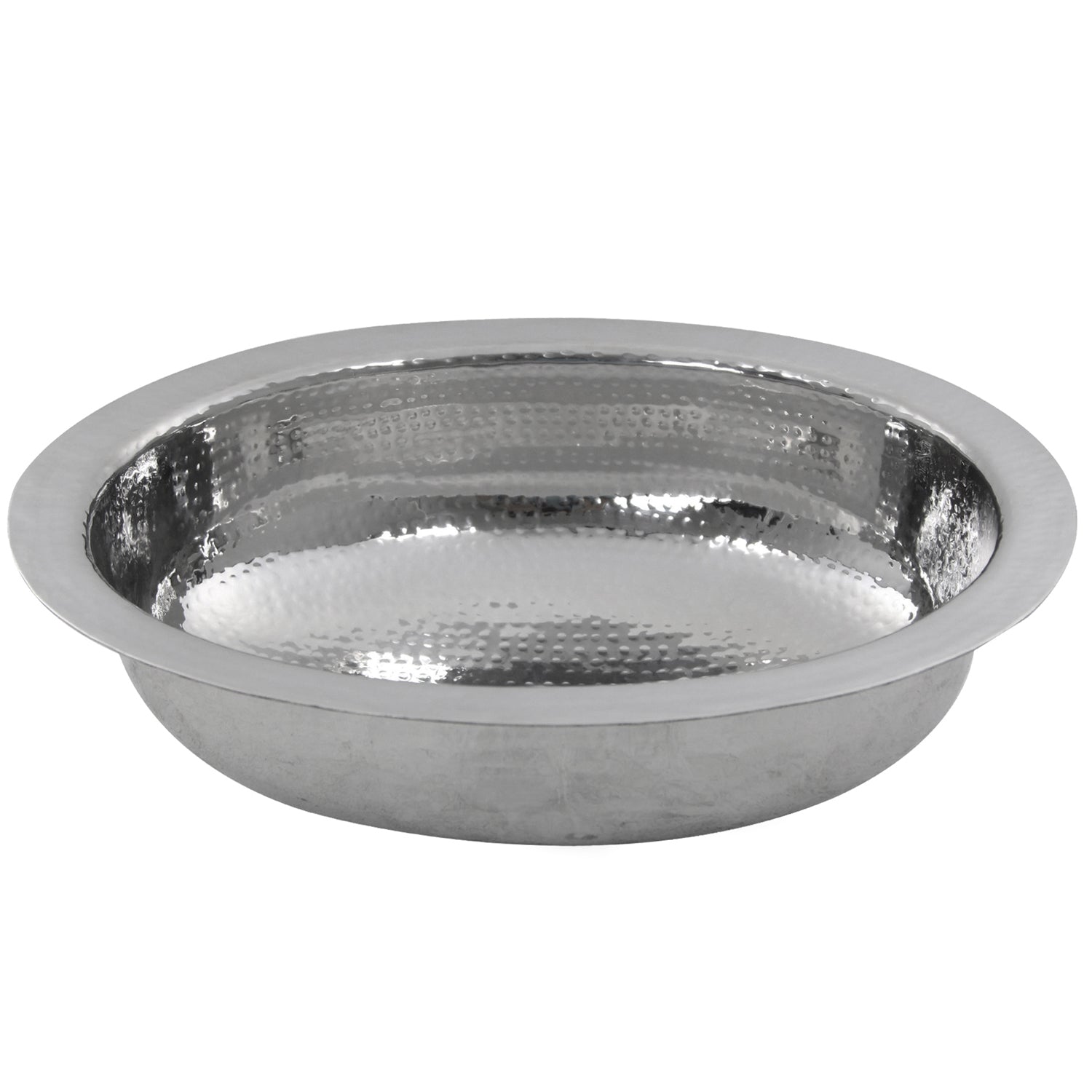 17 1/2" x 13 3/4" Hand Hammered Stainless Steel Oval Undermount Bathroom Sink