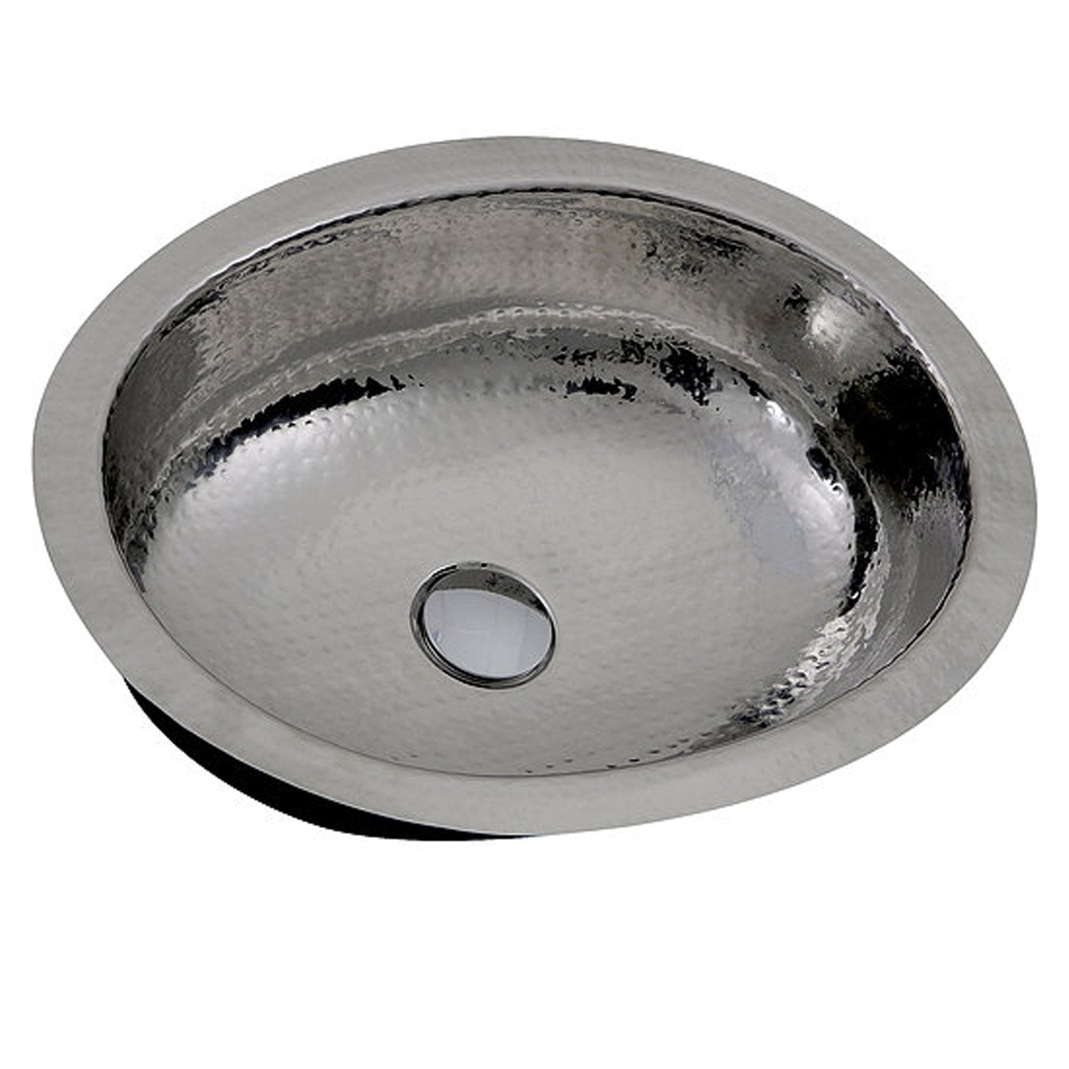 Nantucket Sinks OVS-OF 17.5-Inch x 13.75-Inch Hand Hammered Stainless Steel Oval Undermount Bathroom Sink with Overflow