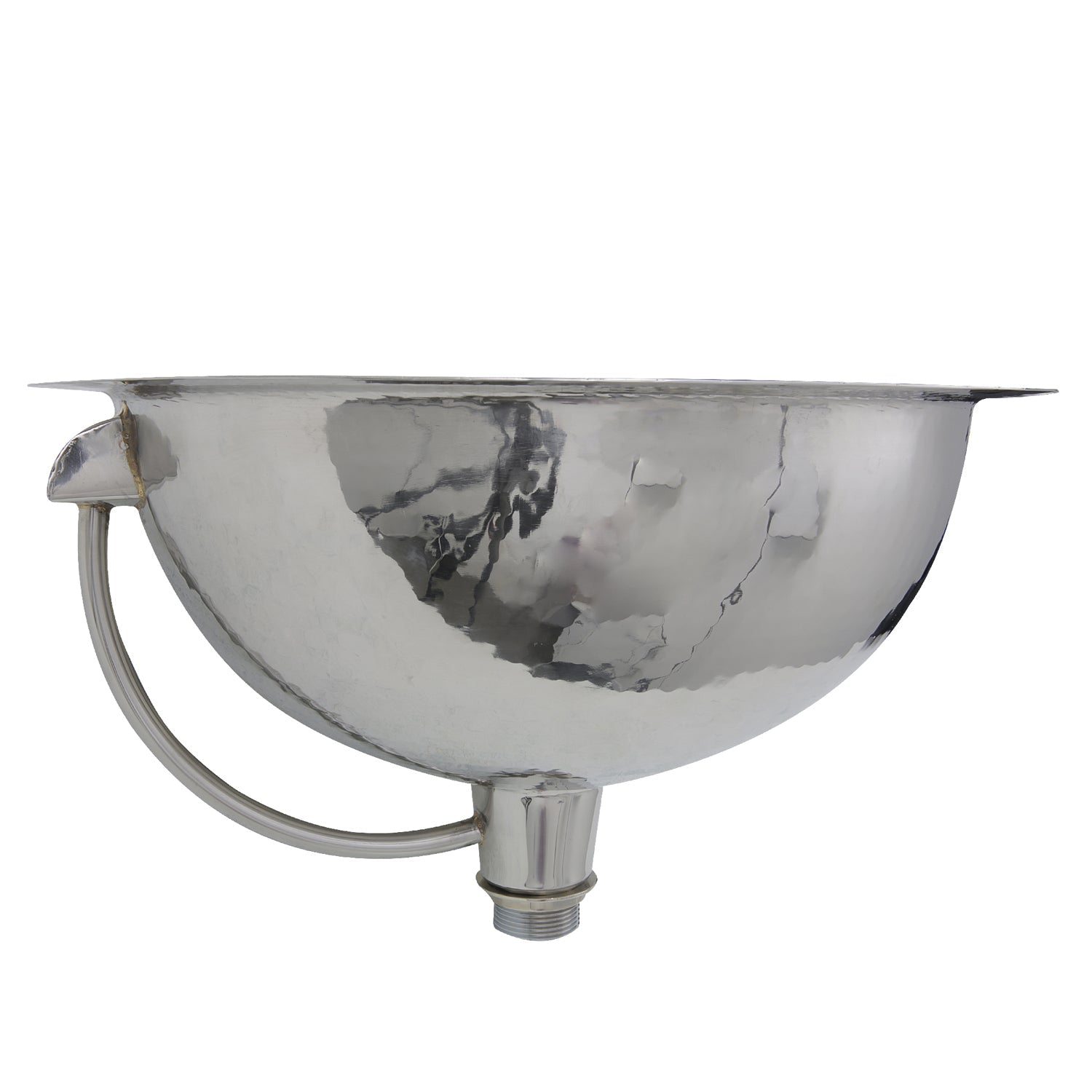 Nantucket Sinks RLS-OF 16.875-Inch Hand Hammered Stainless Steel Round Undermount Bathroom Sink with Overflow