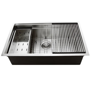 Nantucket Sinks SR-PS-3220-16 - 32" Professional Workstation Small Radius Undermount Stainless Kitchen Sink with Accessories