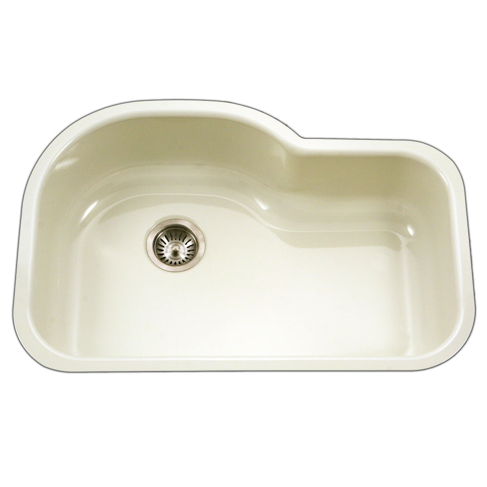Houzer 31" Porcelain Enameled Offset Undermount Kitchen Sink