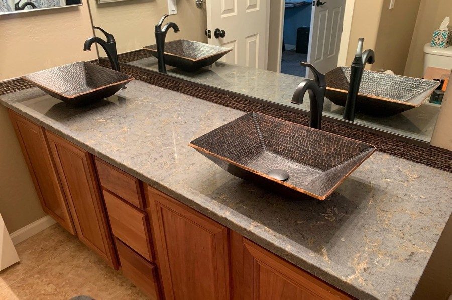 Premier Copper Products Modern Rectangle Hand Forged Old World Copper Vessel Sink