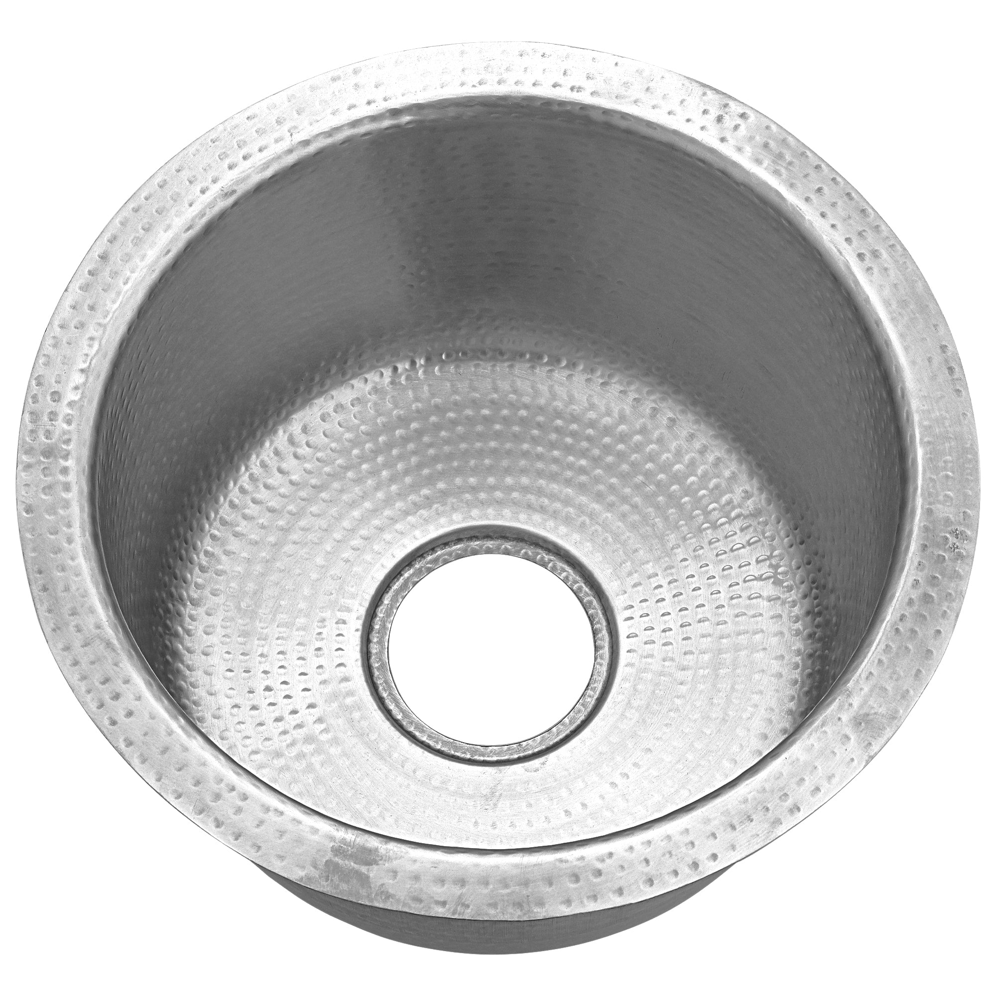 Nantucket Sinks 15" Hand Hammered Round Stainless Steel Bar Sink Satin Matte Finish