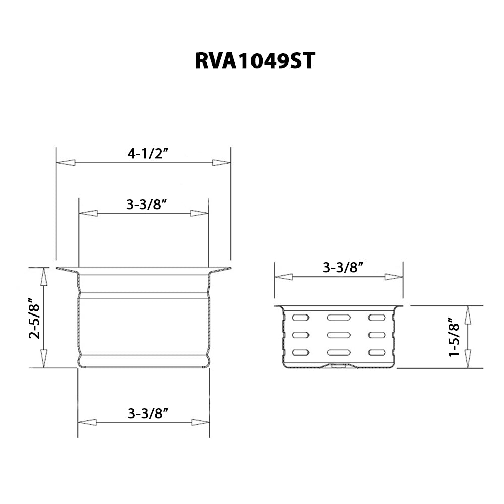 Ruvati Extended Garbage Disposal Flange with Deep Basket Strainer in PVD