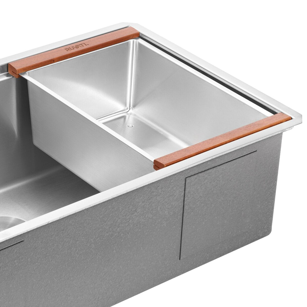 Ruvati LedgeFit Dish Soaking Tub w/ Wood Handles