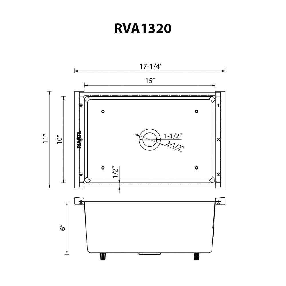 Ruvati LedgeFit Dish Soaking Tub w/ Wood Handles