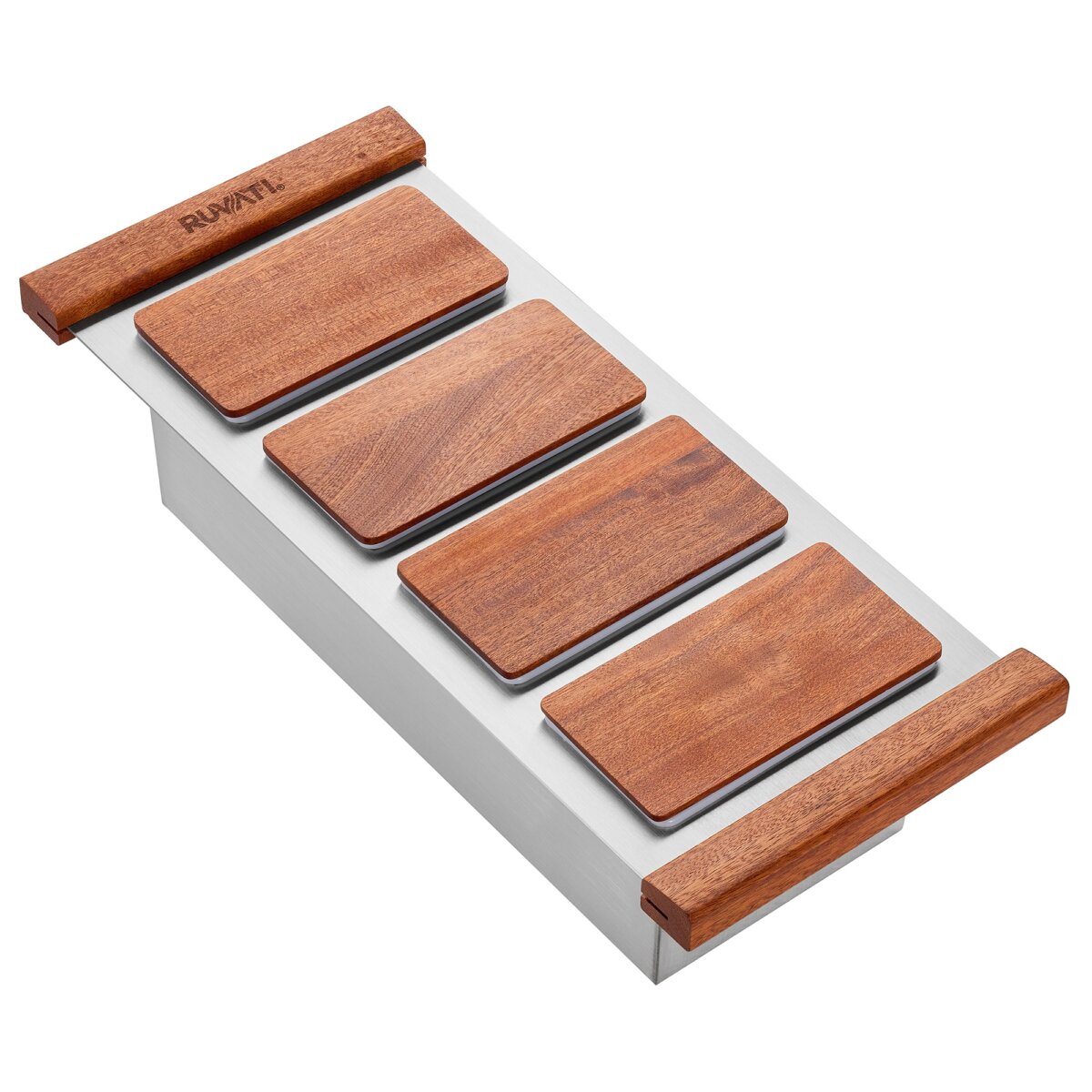 Ruvati LedgeFit Chilled Cocktail Condiment Tray with Wood Covers