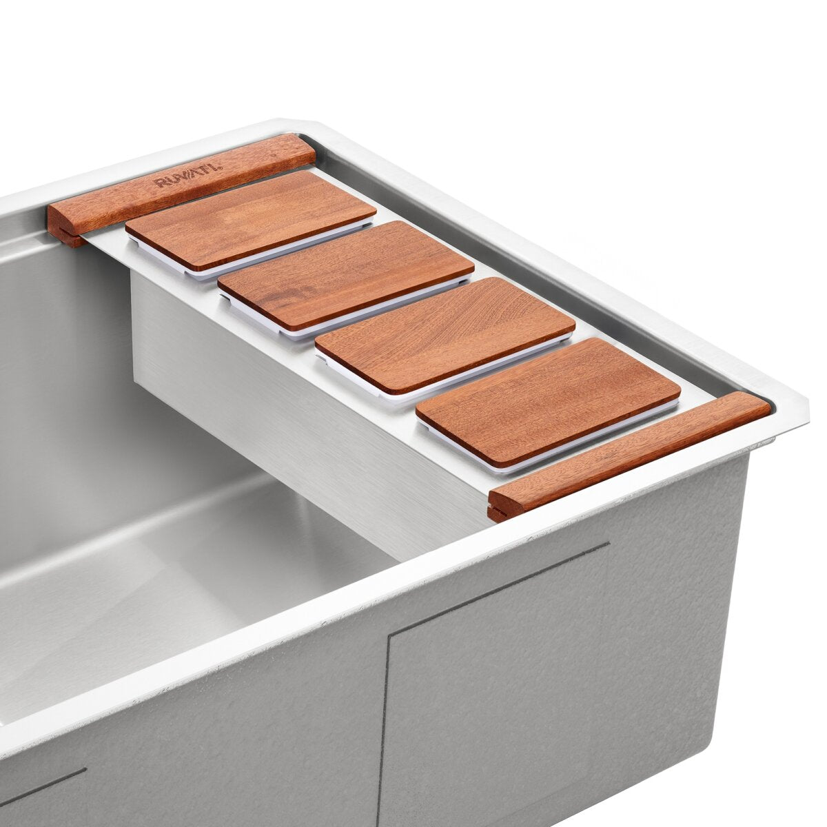 Ruvati LedgeFit Chilled Cocktail Condiment Tray with Wood Covers