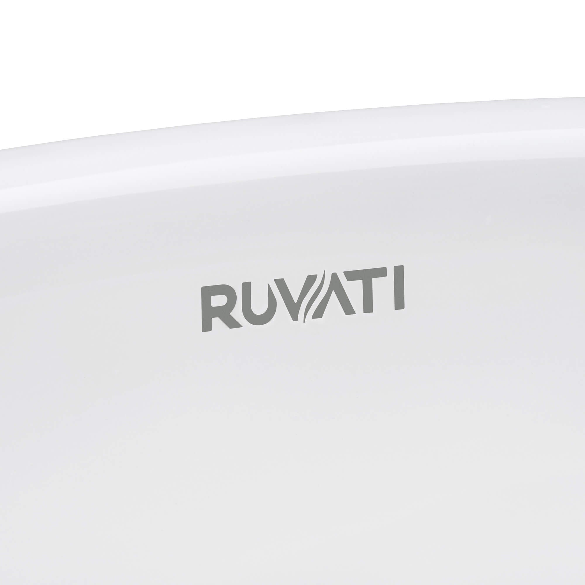 Ruvati 14" Round Bathroom Vessel Sink | White with Gold Exterior