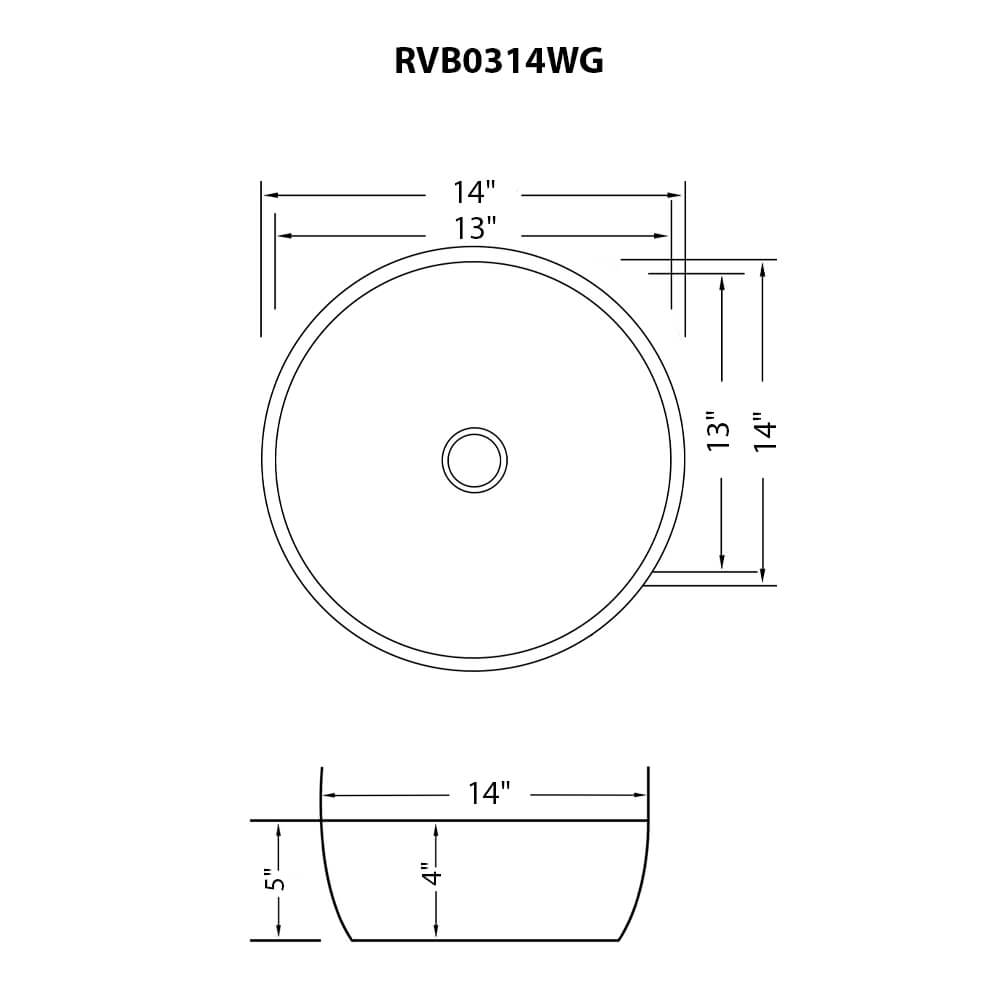 Ruvati 14" Round Bathroom Vessel Sink | White with Gold Exterior