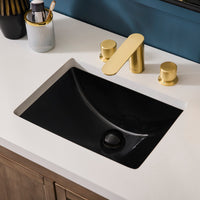 Ruvati 21" x 15" Undermount Bathroom Sink Black Rectangular Porcelain Ceramic with Overflow