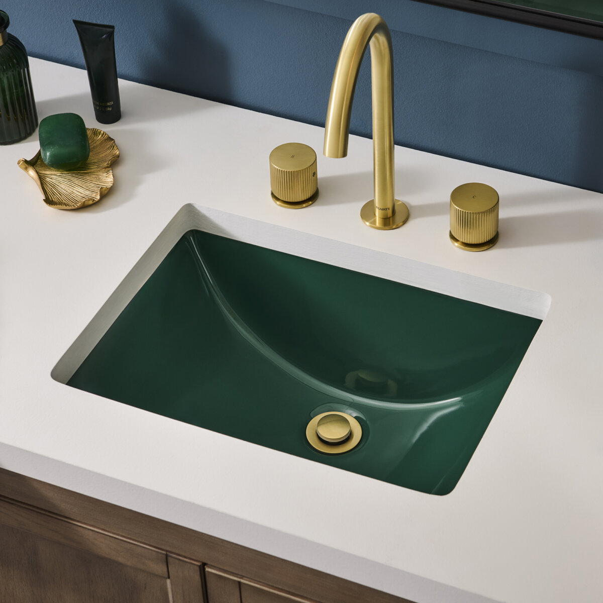 Ruvati 21" x 15" Emerald Green Rectangular Porcelain Ceramic Undermount Bathroom Sink