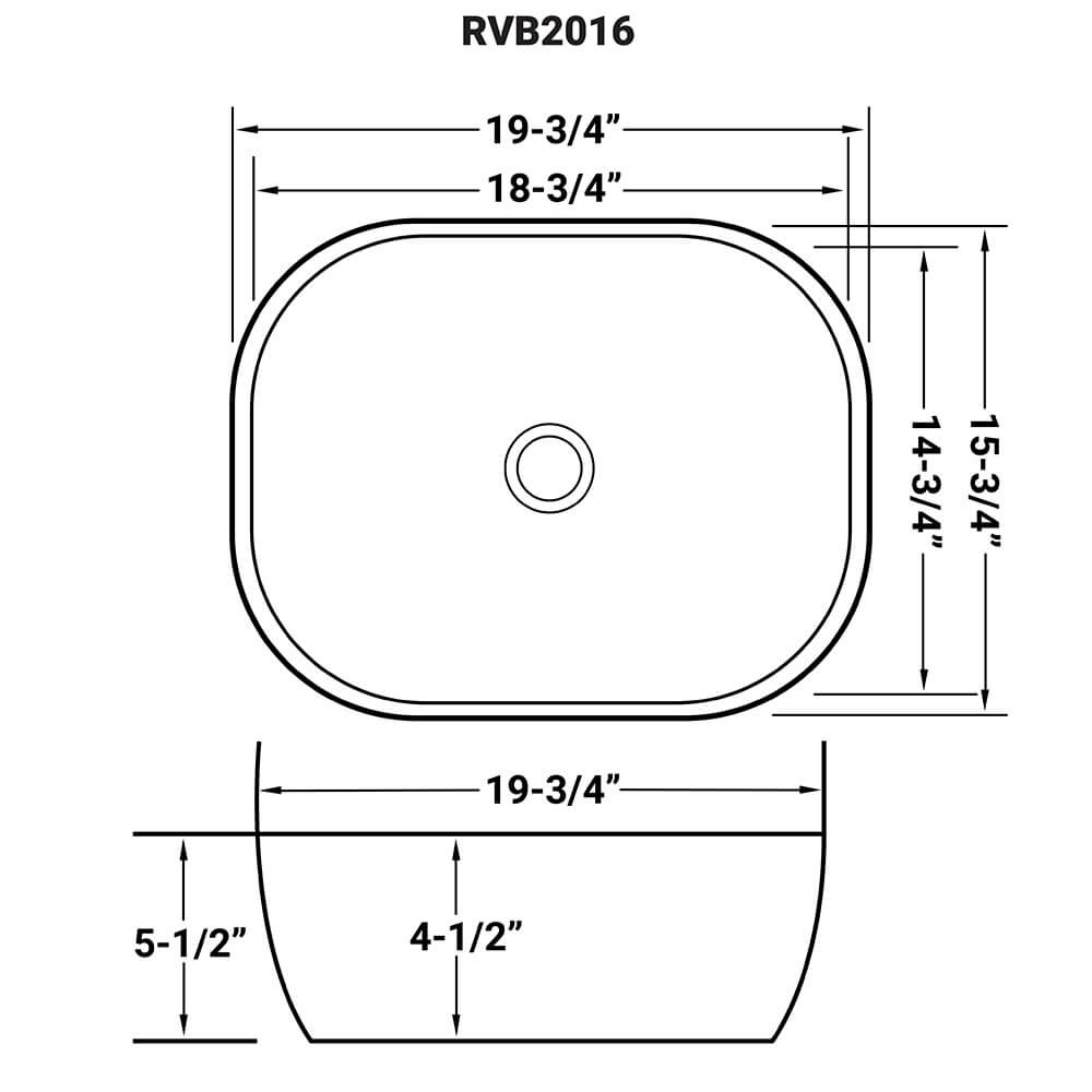 Ruvati 20" x 16" Bathroom Vessel Sink | White with Silver