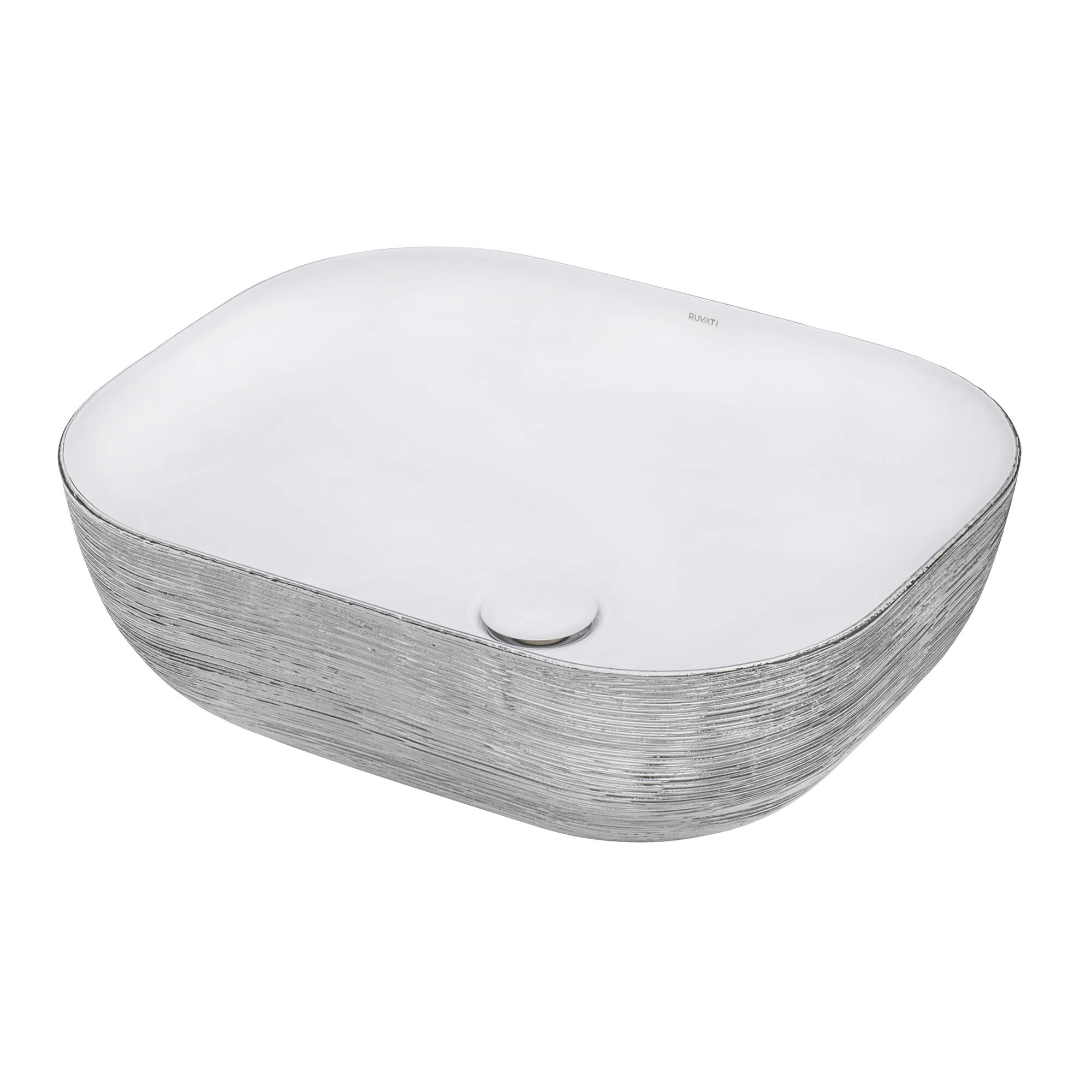 Ruvati 20" x 16" Bathroom Vessel Sink | White with Silver