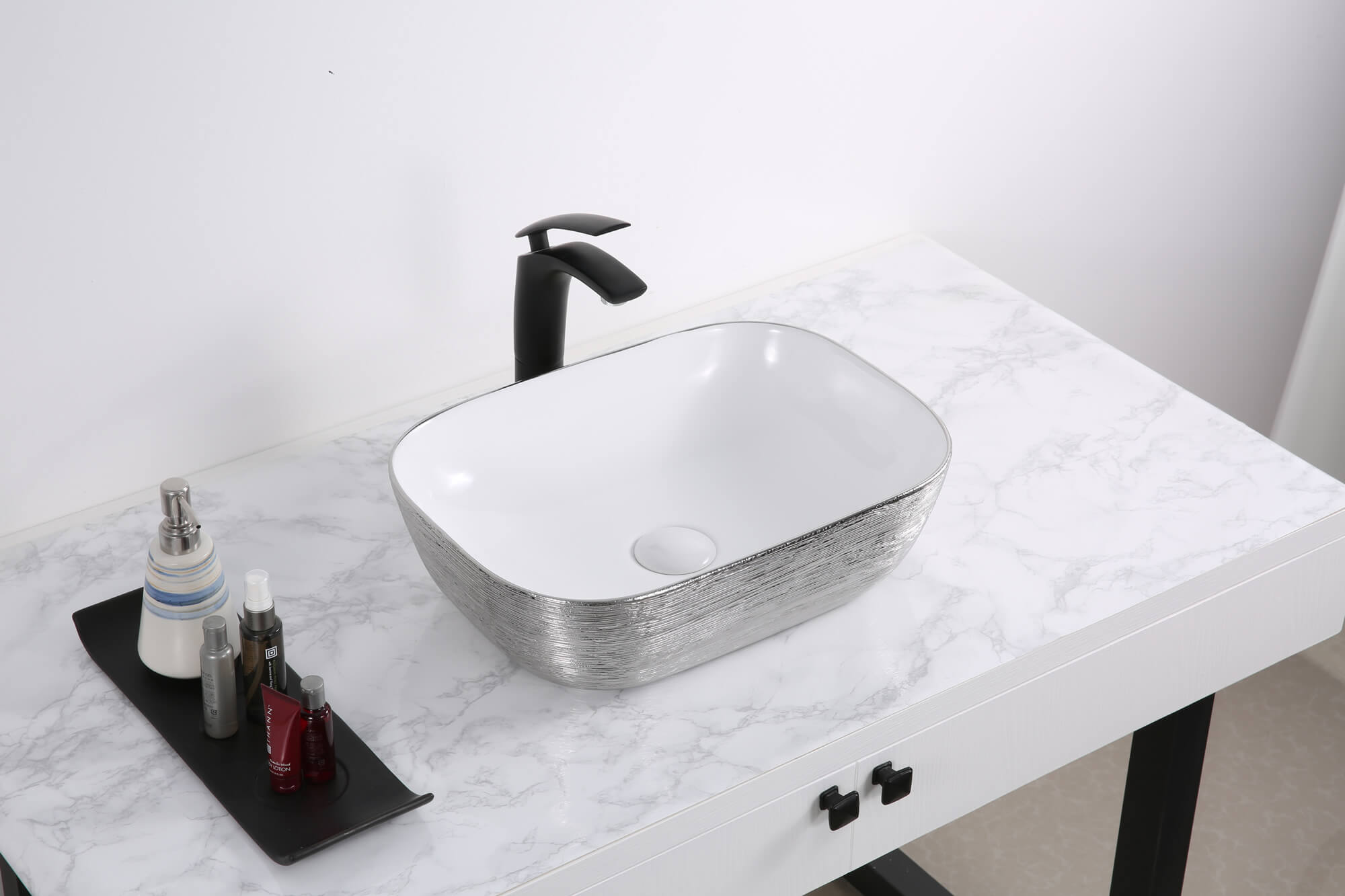 Ruvati 20" x 16" Bathroom Vessel Sink | White with Silver