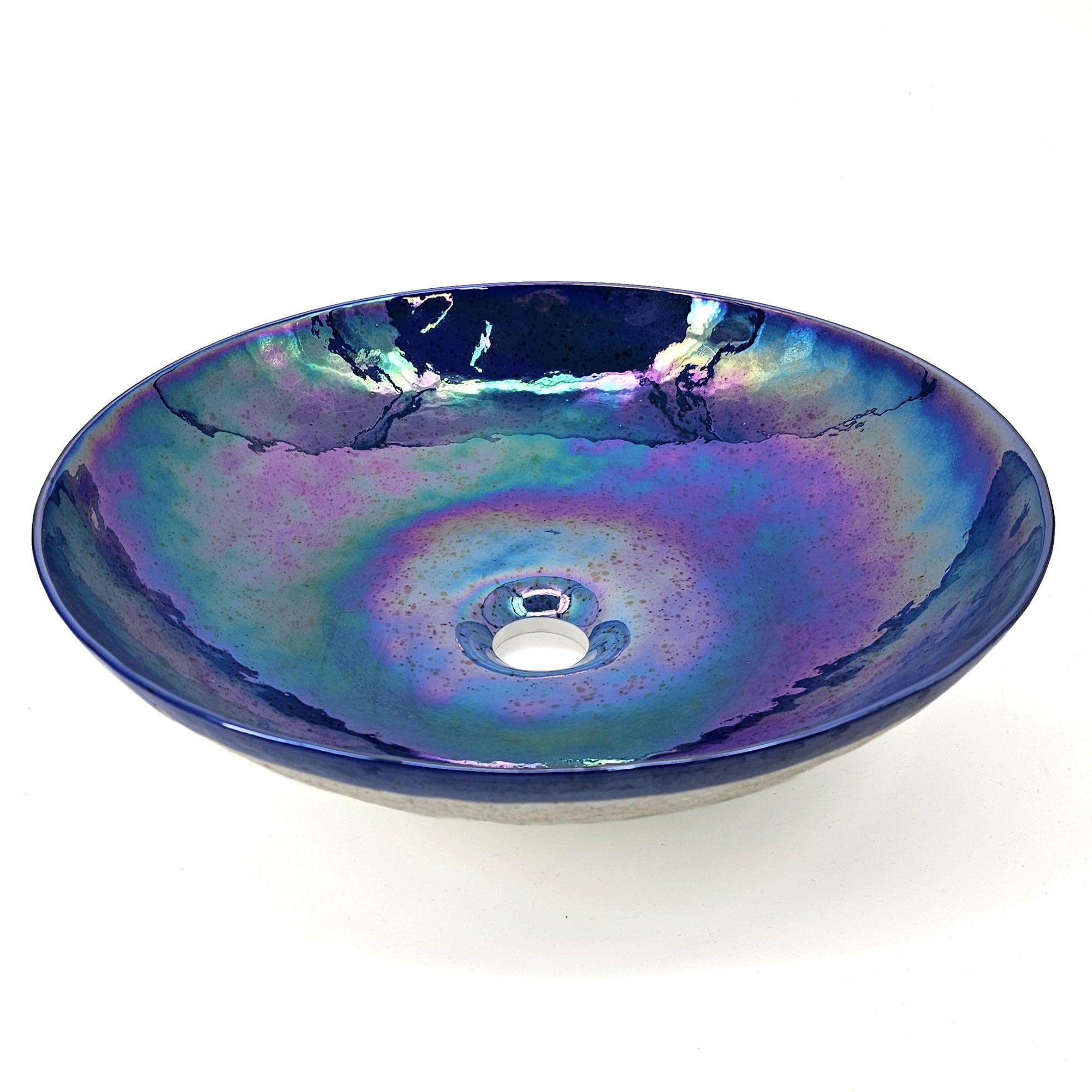 Ruvati Celestial Blue Glass Art Vessel Bathroom Sink