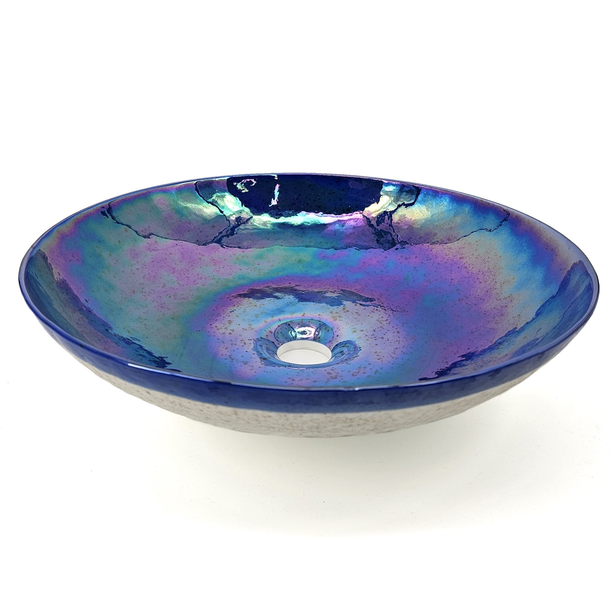 Ruvati Celestial Blue Glass Art Vessel Bathroom Sink