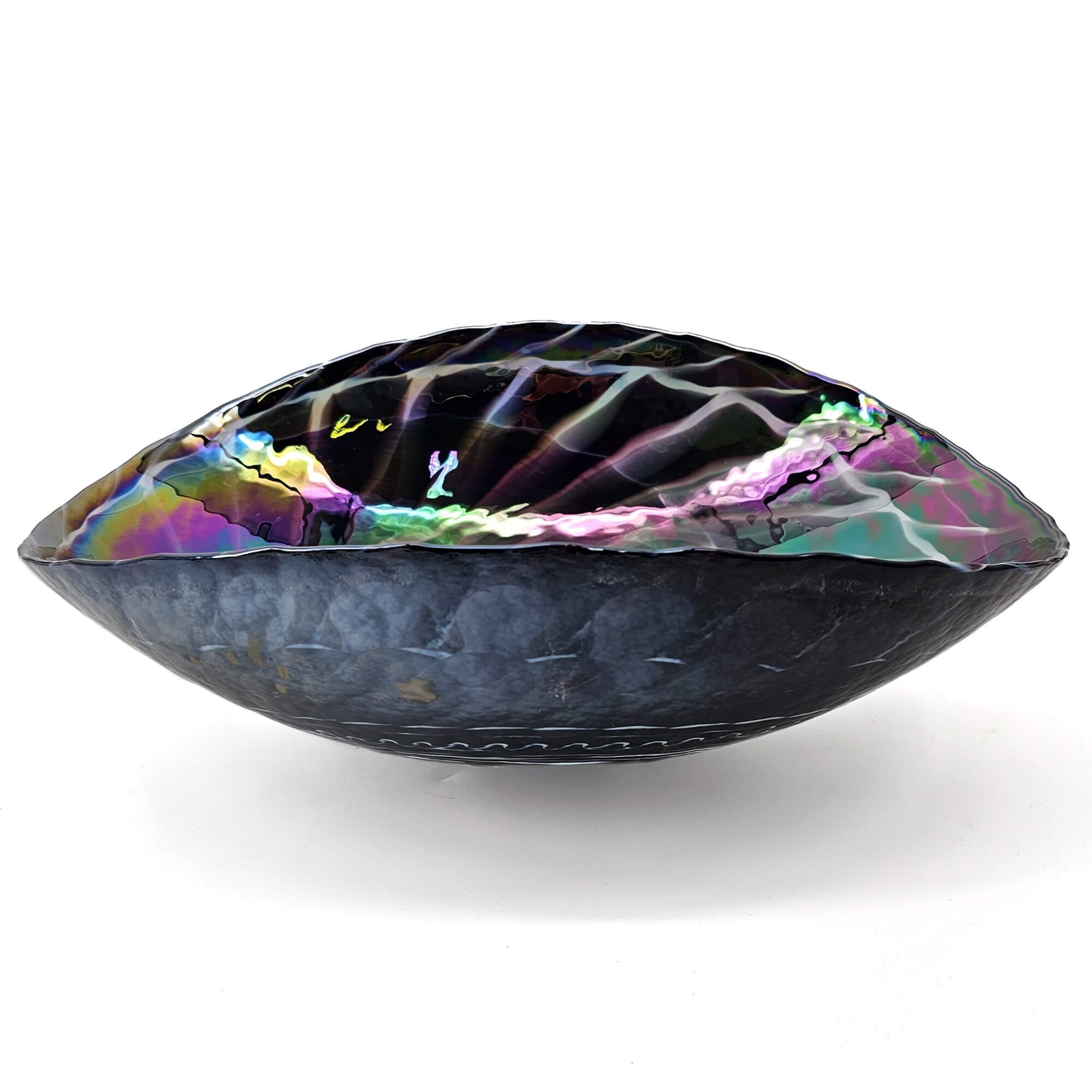 Ruvati 19" Glass Art Vessel Seashell Decorative Pattern Bathroom Sink - Cosmic Black