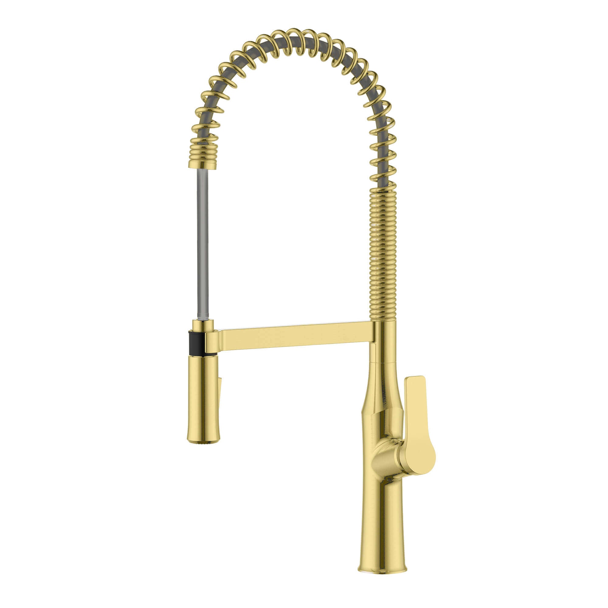 Ruvati Bianca Brushed Gold Single Handle Kitchen Faucet Tall High Arc Commercial with Pre-Rinse Sprayer - RVF1233SG - View 2