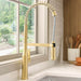 Ruvati Bianca Brushed Gold Single Handle Kitchen Faucet Tall High Arc Commercial with Pre-Rinse Sprayer - RVF1233SG