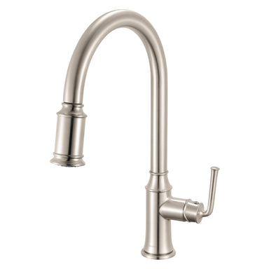 Ruvati Simoni Stainless Steel Pull Down Kitchen Faucet Single Handle Traditional Gooseneck with Pull Out Sprayer - RVF1234BN - View 2