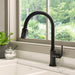 Ruvati Simoni Matte Black Pull Down Kitchen Faucet Single Handle Traditional Classic Style Gooseneck with Sprayer - RVF1234MB