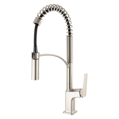 Ruvati Seneca Stainless Steel Single Handle Pull Down Kitchen Faucet Modern Sharp Style with Pre-Rinse Sprayer - RVF1236BN - View 2