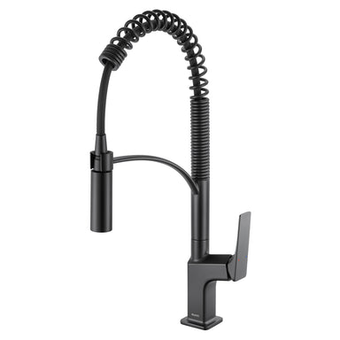 Ruvati Seneca Matte Black Single Handle Pull Down Kitchen Faucet Spiral Pro Style with Pre-Rinse Spray Hose - RVF1236MB - View 2
