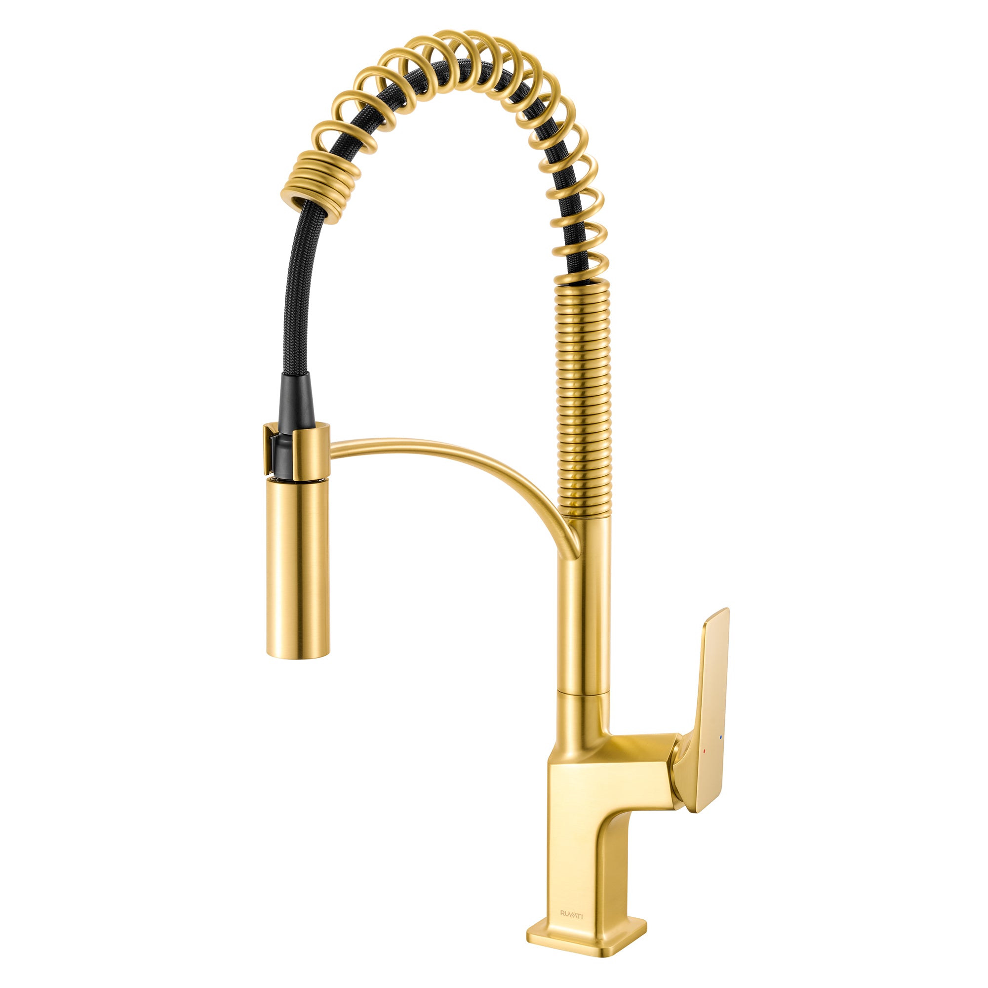 Ruvati Seneca Single Handle Pull Down Spring Kitchen Faucet with Pre-Rinse Sprayer in Brushed Gold - RVF1236SG - View 2