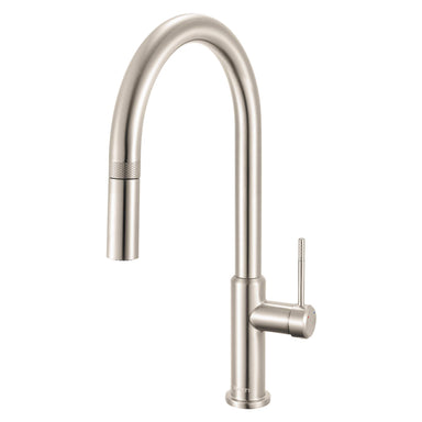 Ruvati Vestia Single Handle Pull Down Kitchen Faucet Knurling Contemporary with Sprayer in Stainless Steel - RVF1237BN - View 2