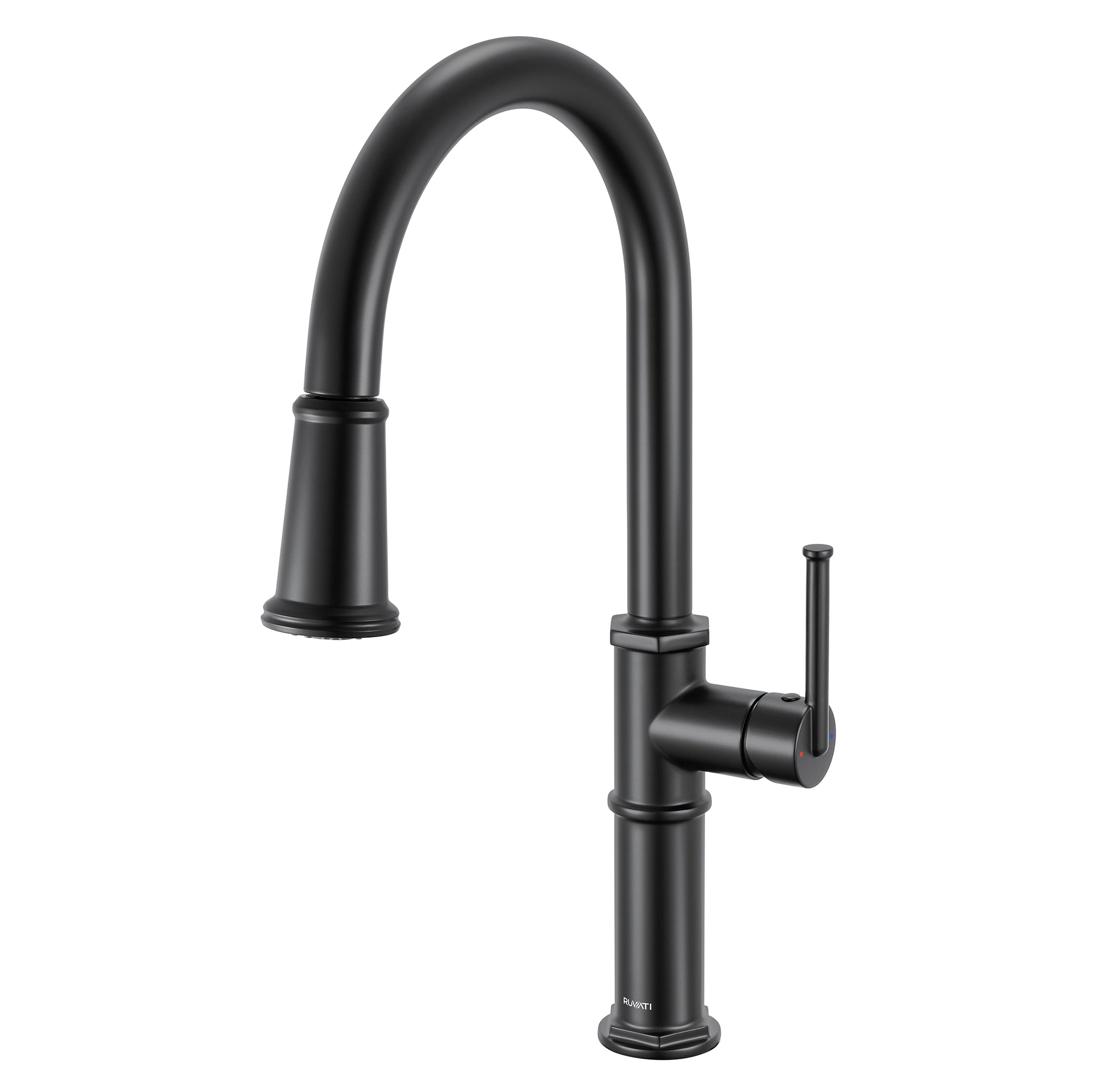 Ruvati Idris Single Handle Pull Down Kitchen Faucet Transitional Modern with Sprayer in Matte Black - RVF1239MB - View 2