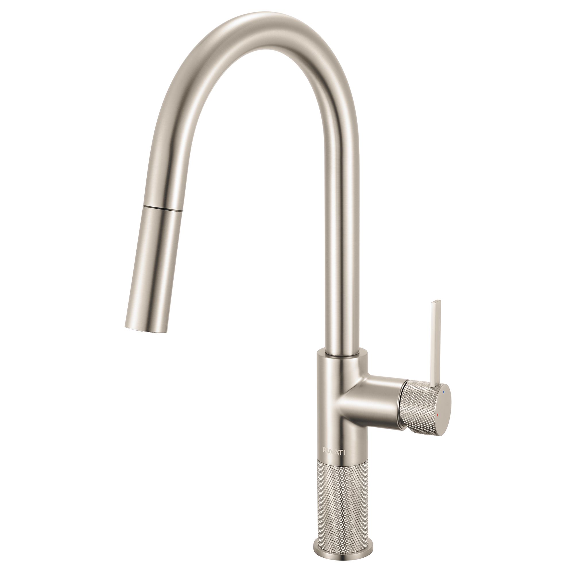 Ruvati Isola Single Handle Pull Down Kitchen Faucet Knurling Contemporary Tall Arc in Stainless Steel - RVF1248BN - View 2