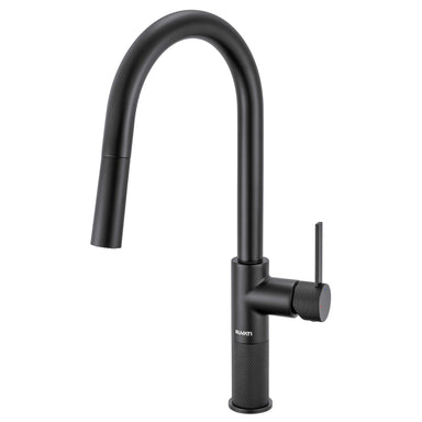 Ruvati Isola Single Handle Pull Down Kitchen Faucet Modern Knurled with Sprayer in Matte Black - RVF1248MB - View 2