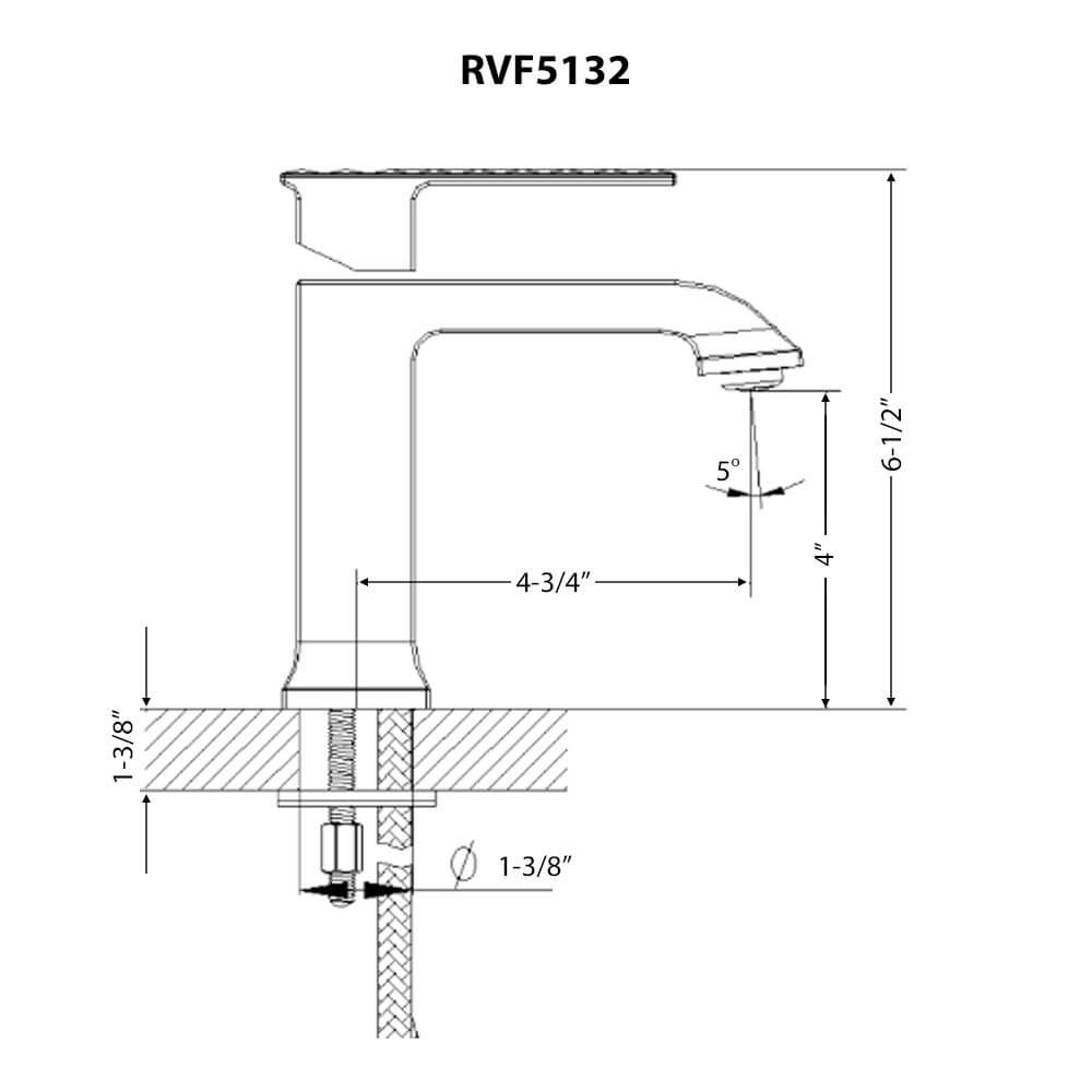 Ruvati Decora Single Handle Square Art Deco Square Transitional Bathroom Faucet in Brushed Nickel Stainless - RVF5132BN
