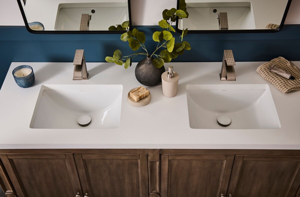 Ruvati Decora Single Handle Square Art Deco Square Transitional Bathroom Faucet in Brushed Nickel Stainless - RVF5132BN