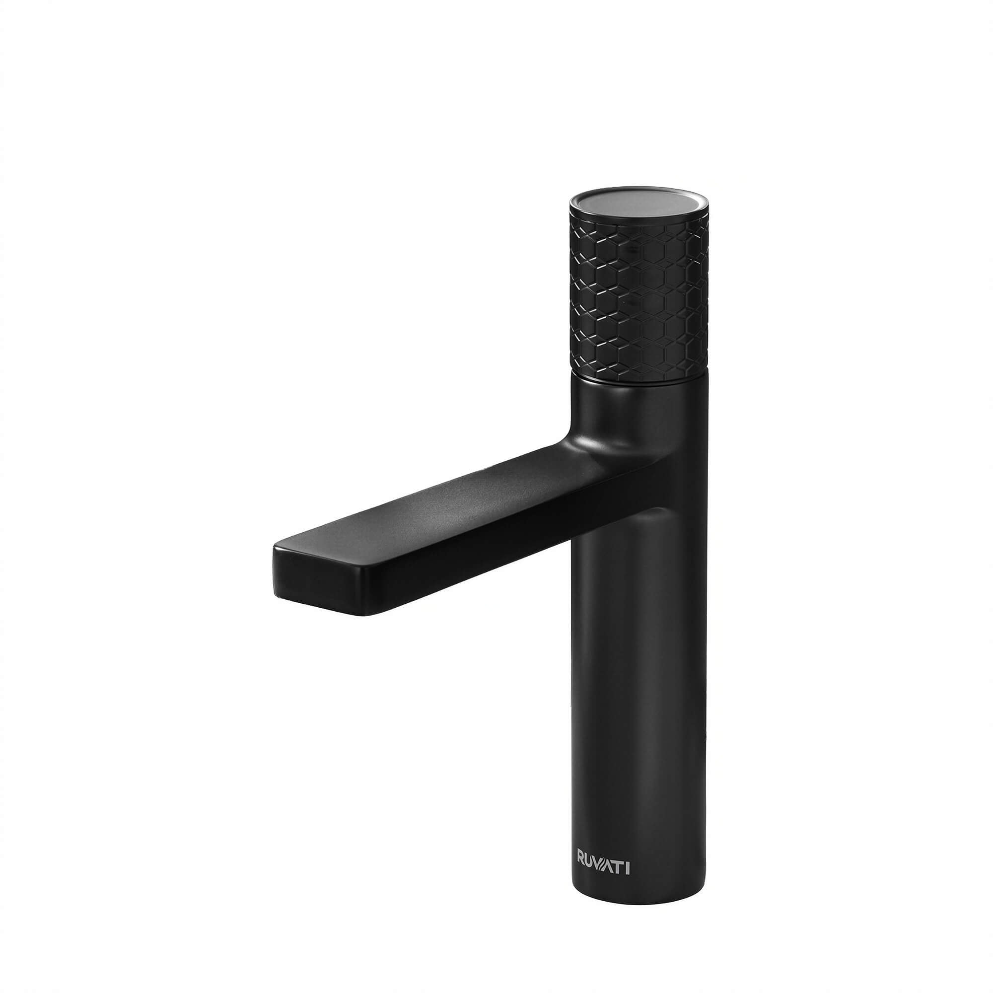Ruvati Emilio Single Handle Diamond Pattern Knurled Bathroom Faucet Round in Gunmental Black PVD  - RVF5133BL - View 2