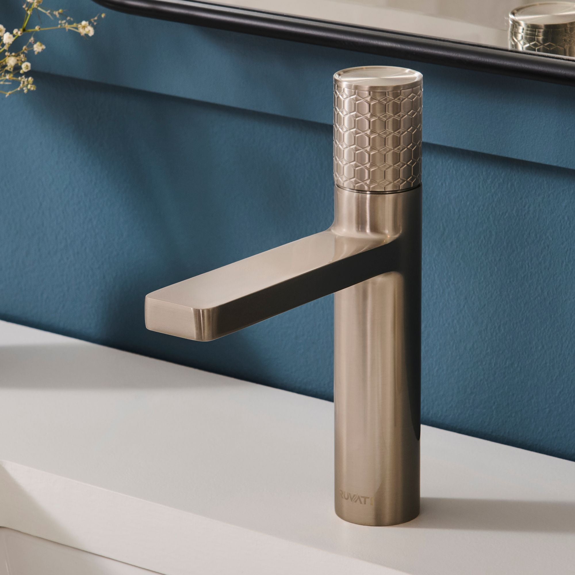 Ruvati Emilio Single Hole Diamond Pattern Bathroom Faucet in Brushed Nickel Stainless - RVF5133BN