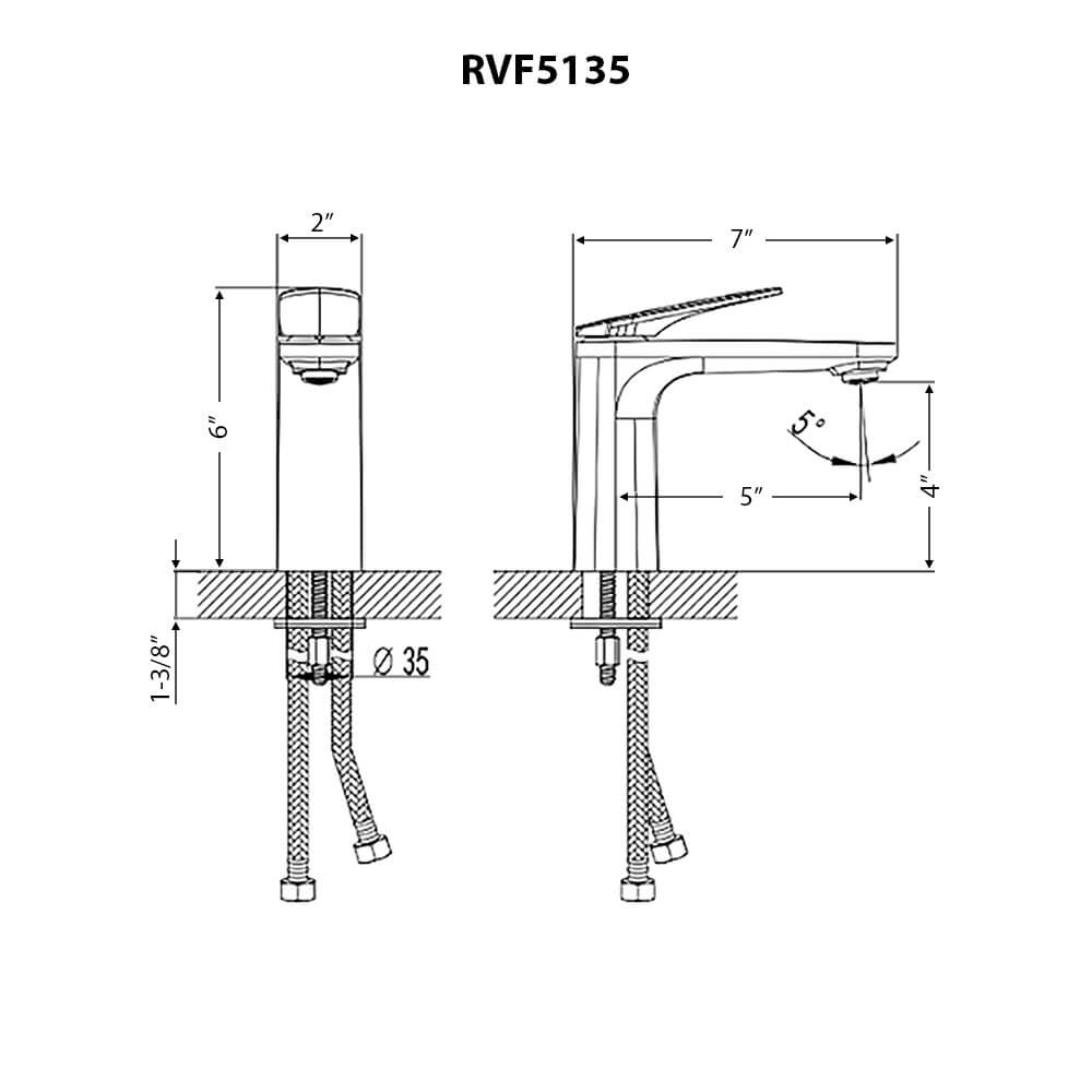 Ruvati Este Single Handle Modern Bathroom Vanity Faucet in Brushed Nickel Stainless - RVF5135BN
