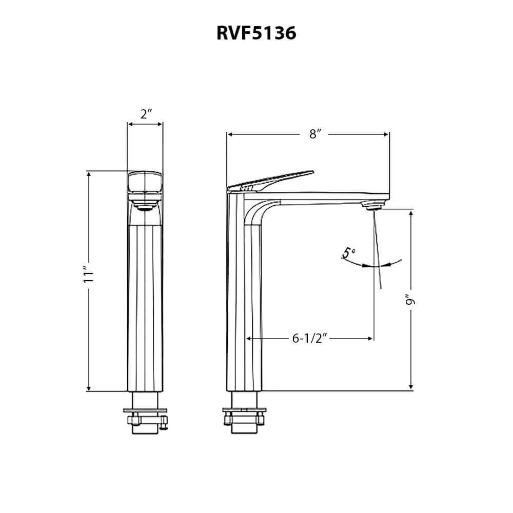 Ruvati Este Single Hole Tall Vessel Faucet Modern Bathroom Vanity in Brushed Nickel Stainless - RVF5136BN